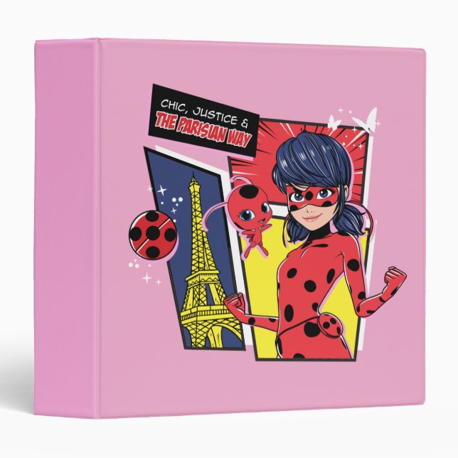 Classeur Bande dessinée Miraculaire Ladybug Parisienne (Devant/Côté)