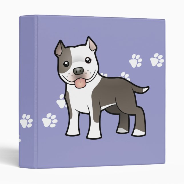 Classeur Bande dessinée Pitbull/Staffordshire Terrier (Devant/Côté)