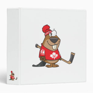 Classeur bande dessinée ridicule du castor de hockey canadi