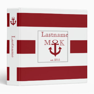 Classeur Bande marine et rouge Ancre