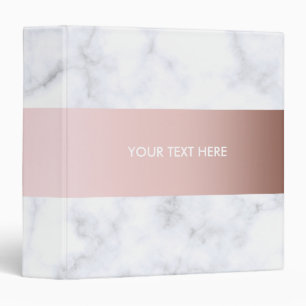 Classeur bande rose de faux d'or de marbre blanc élégant