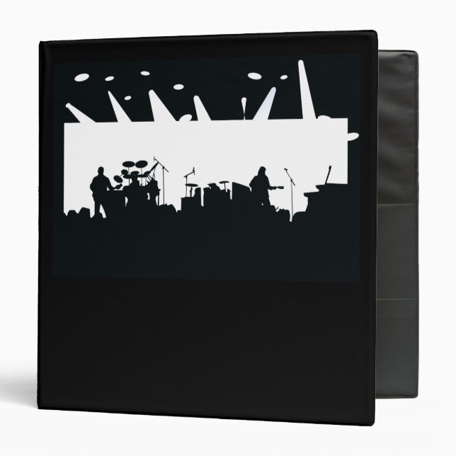 Classeur Bande sur la silhouette B&W de concert d'étape (Devant/Intérieur)