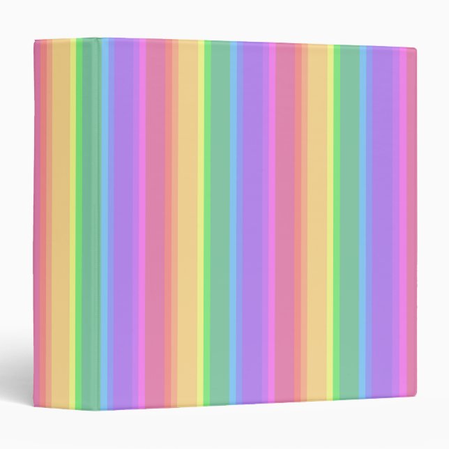 Classeur Bandes arc-en-ciel pastel (Devant/Côté)