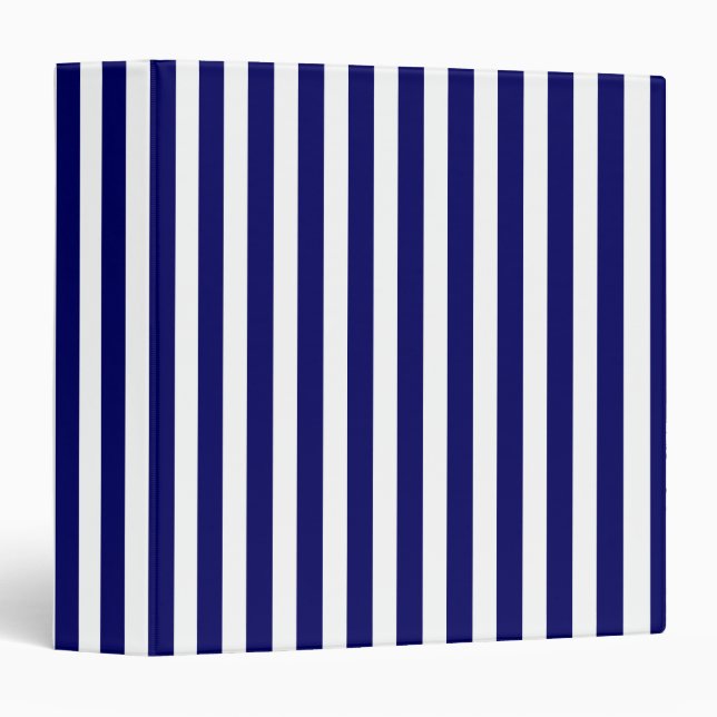 Classeur Bandes de bonbons bleu et blanc marine (Devant/Côté)