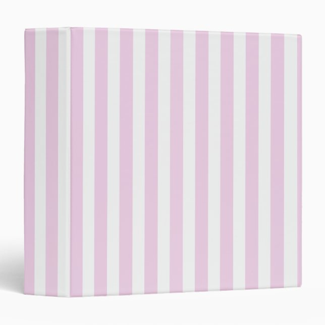 Classeur Bandes de bonbons rose pâle et blanc (Devant/Côté)