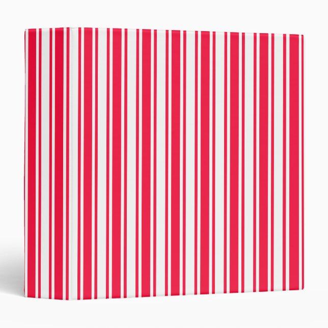 Classeur Bandes de bonbons rouges et blancs (Devant/Côté)
