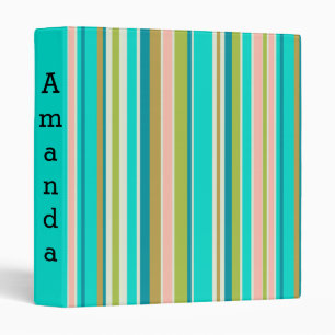 Classeur Bandes de pêche et turquoise roses rétro-verticale