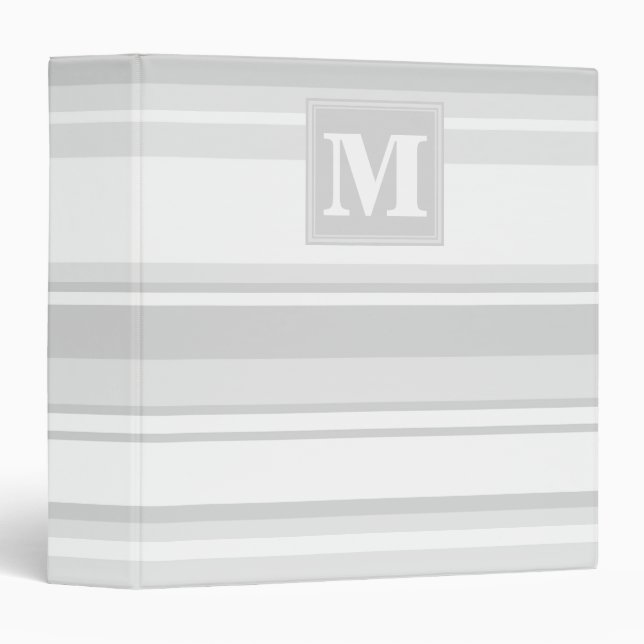 Classeur Bandes gris clair monogrammes (Devant/Côté)