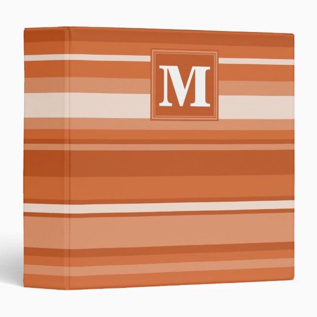 Classeur Bandes orange monogrammes (Devant/Côté)