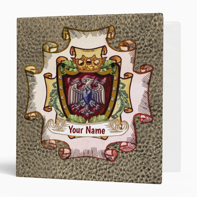 Classeur Bannière de couronne Nom de famille d'aigle (Devant/Intérieur)