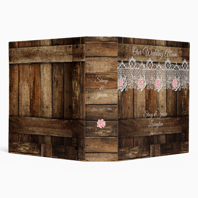 Classeur Barne rustique Bois et dentelle Album de mariage (Arrière-plan)