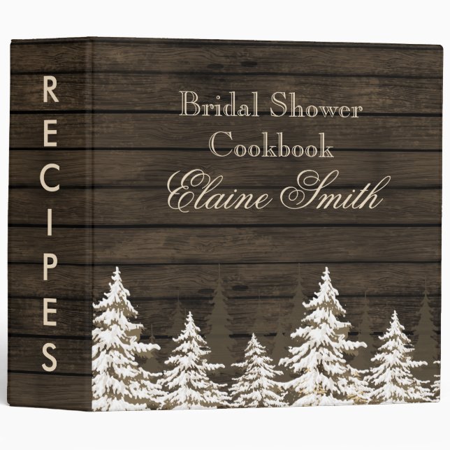 Classeur Barnwood Pine arbres mariage hiver Recette Dossier (Devant/Côté)