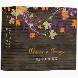 Classeur Barnwood Rustic prum chute feuilles wedding planne