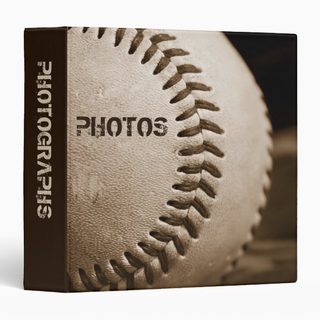 Classeur Base-ball 1,5" de sépia album photos (Devant/Côté)
