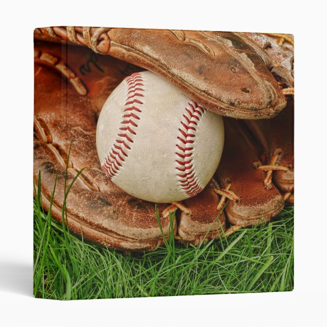 Classeur Base-ball avec un vieil album photos de gant (Devant/Côté)