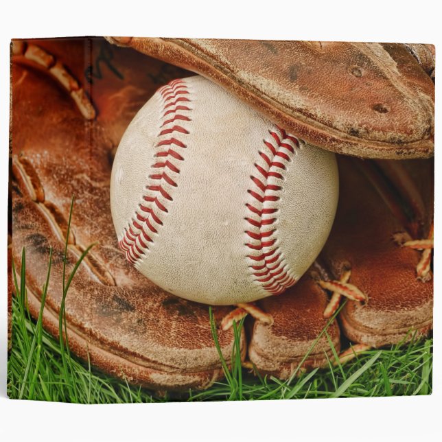 Classeur Base-ball avec un vieux gant 2" album photos (Devant/Côté)