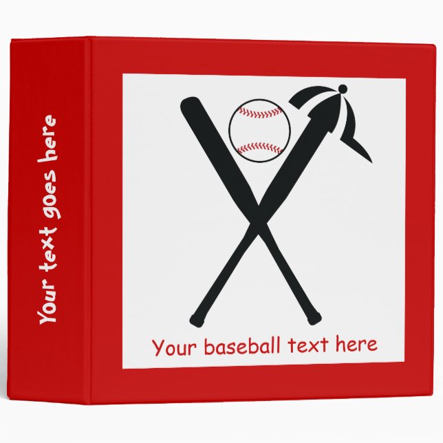 Classeur Baseball croisé chauves-souris et casquette noir,  (Devant/Côté)