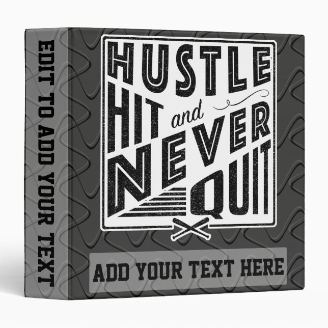 Classeur Baseball Hustle Hit & Never Quitter 3 Anneaux Doss (Devant/Côté)