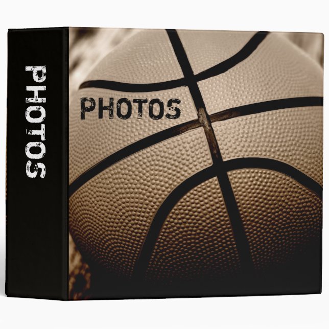 Classeur Basket-ball dans la sépia 2" album photos (Devant/Côté)