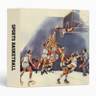 Classeur Basket-ball sportif vintage, joueurs dans un jeu