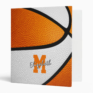 Classeur Basketball blanc orange garçons filles monogrammed