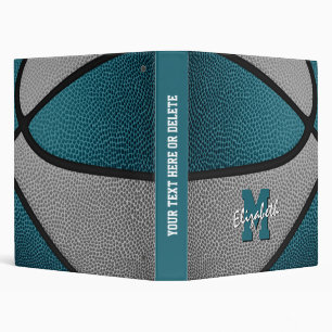 Classeur basketball gris sarcelle filles garçons monogrammé