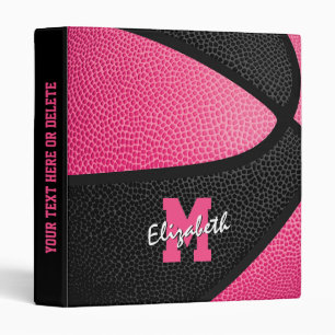 Classeur basketball personnalisé pour filles rose et noir a