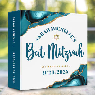 Classeur Bat mitzvah Agate Gold Turquoise Script Keepsaké