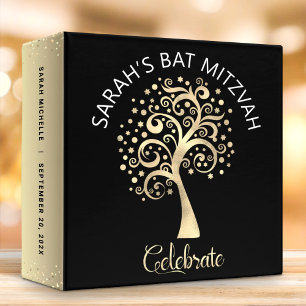 Classeur Bat mitzvah Black Gold Tree of Life Album photo