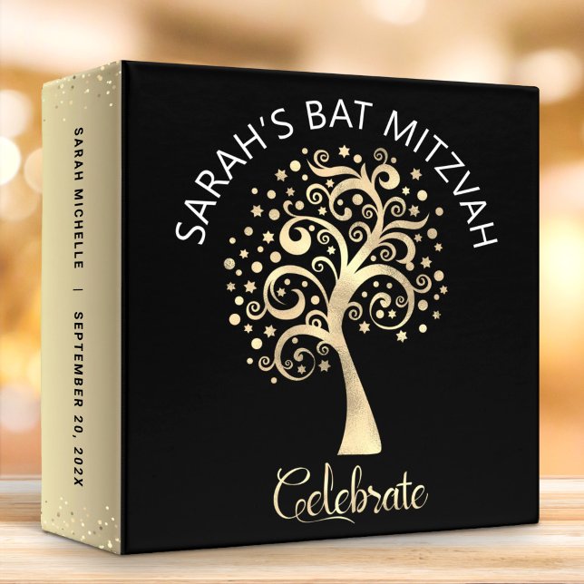 Classeur Bat mitzvah Black Gold Tree of Life Album photo (Créateur téléchargé)