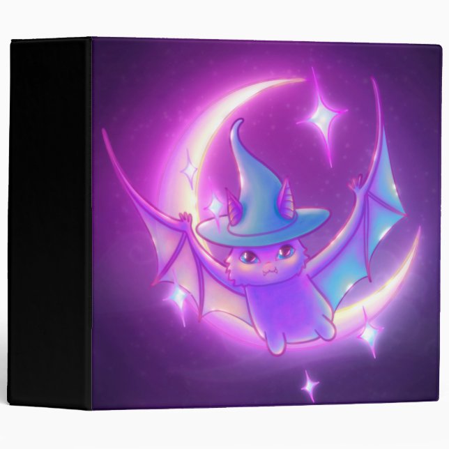 Classeur Bat Witch Crescent Moon Stars Art (Devant/Côté)