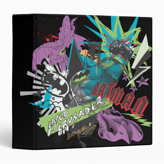 Classeur Batman Caped Crusader Neon Collage (Devant/Côté)