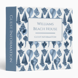 Classeur Beach House Coastal Seashells Bleu Blanc Escargots