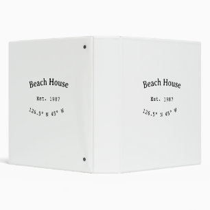 Classeur Beach house et. Date année coordonnées personnalis