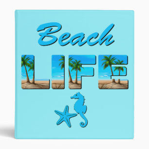 Classeur Beach Life Word Art avec sable et palmiers