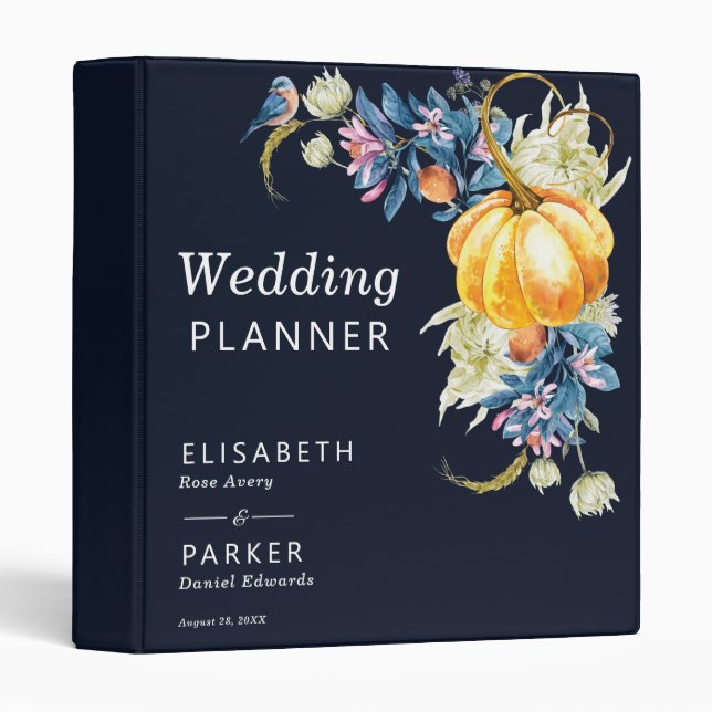 Classeur Beau automne Citrouille  Wedding planner (Devant/Côté)