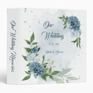 Classeur beau bleu teintes fleurs verdure album photo