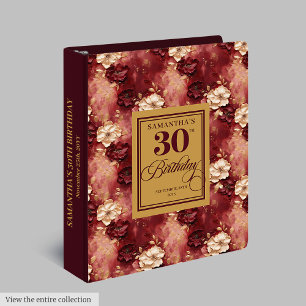 Classeur Beau Blush Bourgogne Or 30e anniversaire Cadeau