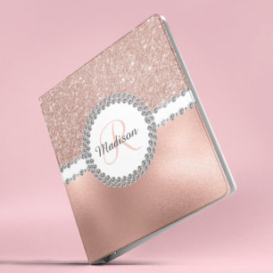 Classeur Beau Rose Parties scintillant or Diamants Monogram