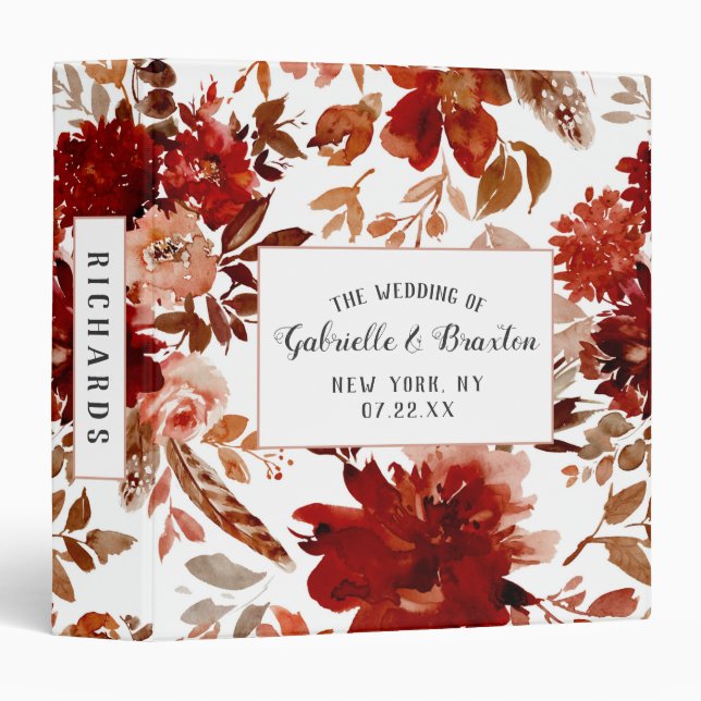Classeur Beauté Rustique Floral encadré Mariage Album photo (Devant/Côté)