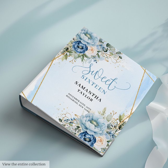 Classeur Beautiful Boho Blue Ivory Eucalyptus Floral Sweet  (Beautiful Boho Blue Ivory Eucalyptus Floral Sweet Sixteen)