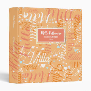 Classeur Beaux noms Coeurs Notes scolaires Caramel