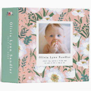 Classeur Bébé 1ère année Photo Album Élégant motif floral