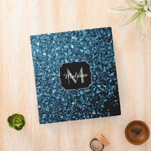 Classeur Bébé bleu clair faux paillettes scintille Monogram