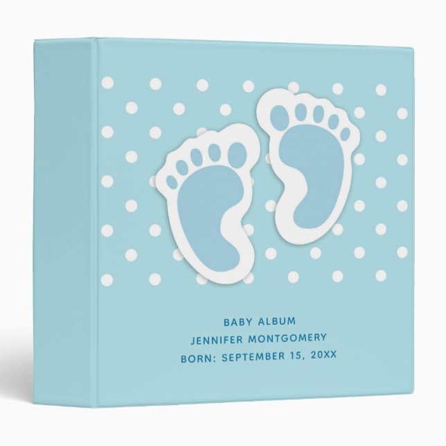Classeur Bébé bleu mou Pieds de garçon (Devant/Côté)