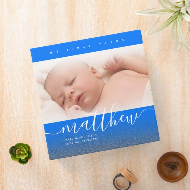 Classeur Bébé bleu Parties scintillant photo manuscrite Mes (In Situ)