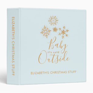 Classeur Bébé, c'est froid dehors Snowflakes or sur Blue