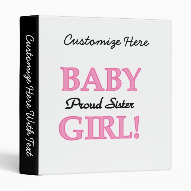 Classeur Bébé Fier Soeur Cadeaux (Devant/Côté)