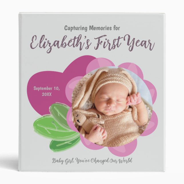 Classeur Bébé Fille Première année Album mémoire (Devant)