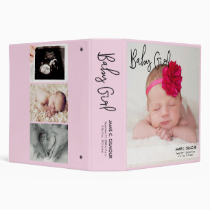 Classeur Bébé Fille Rose Photo personnalisée Souvenirs stat
